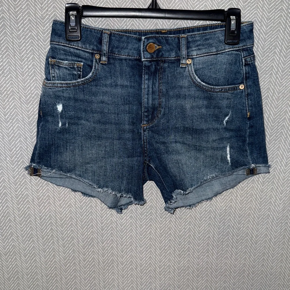 DL1961 Blue‎ Jean Shorts with Distressed Frayed Hem